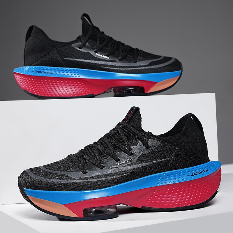 Broken Running Shoes Carbon Plate Professional Marathon Running Shoes Men's and Women's Mesh Air Cushion Shock Absorption Sports Shoes Breathable Sh