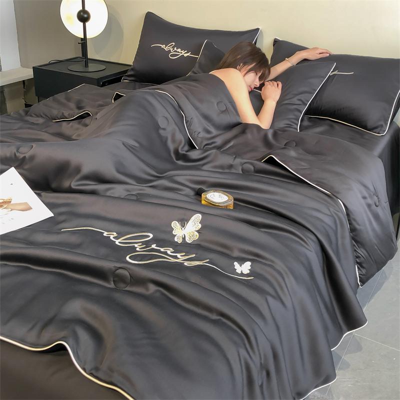 

Летнее тонкое одеяло Шелковистый комфортер Одеяло в роскошном стиле Машинная стирка Одеяло Односпальный/Двуспальный плед (Наволочка Нужен заказ) Single 150x200cm 1pc