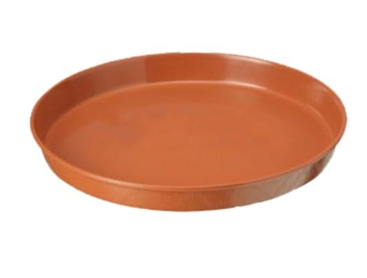 Blomkrukefat i träliknande material 17 cm, runt terrakotta