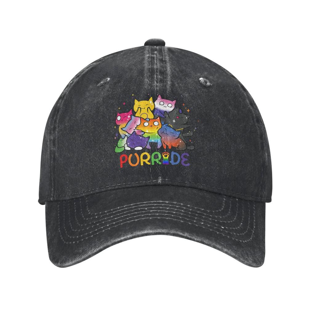 LGBTQ Rainbow Baseball Cap Vintage Distressed Denim Gay Pride LGBT Awareness Ally Snapback Cap Unisex Outdoor All Seasons Caps