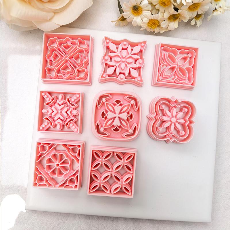 [Y]1PC Oriental Floral Clay Cutters Geometric Tile Pattern Molds For Polymer Earring And Jewelry DIY