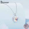 BAMOER 925 Sterling Silver Sparkling Heart Pendant Necklace for Women Simple Silver Necklace Engagement Fine Jewelry