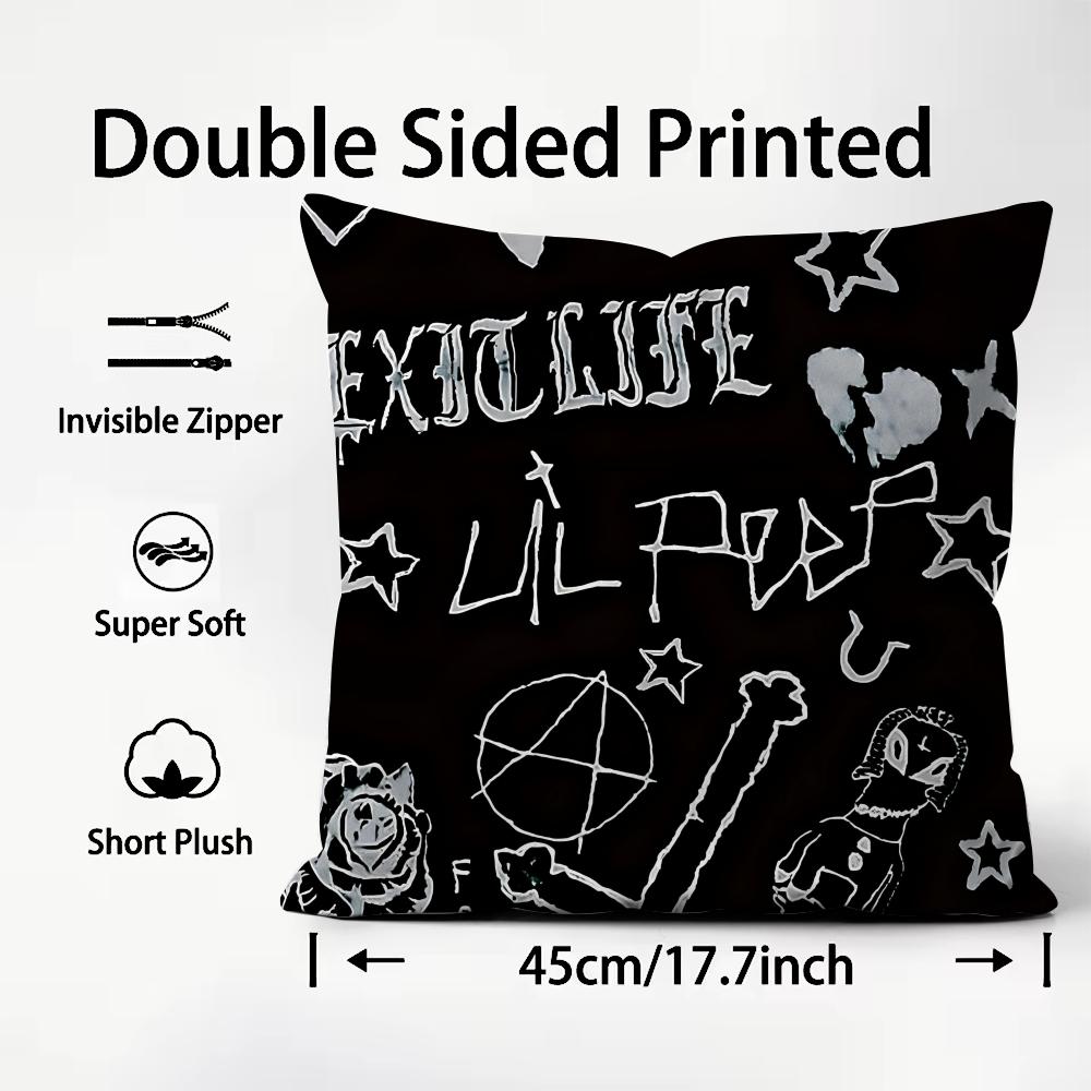 LLil PeepP HellS Boy Singer Cushion Cover Plush Fabric Soft DoubleSided Printed Sofa Warm Winter Home Child Gift Pillow Case
