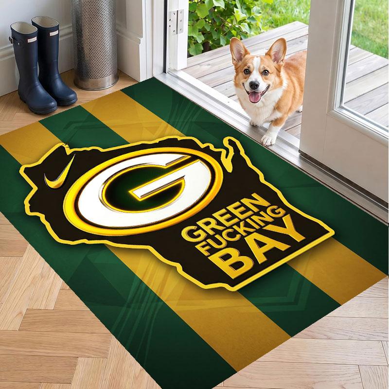 Soft Floor Carpet Green Bay Packers Pattern Area Rug Decorative Mat For Home Room Decoration