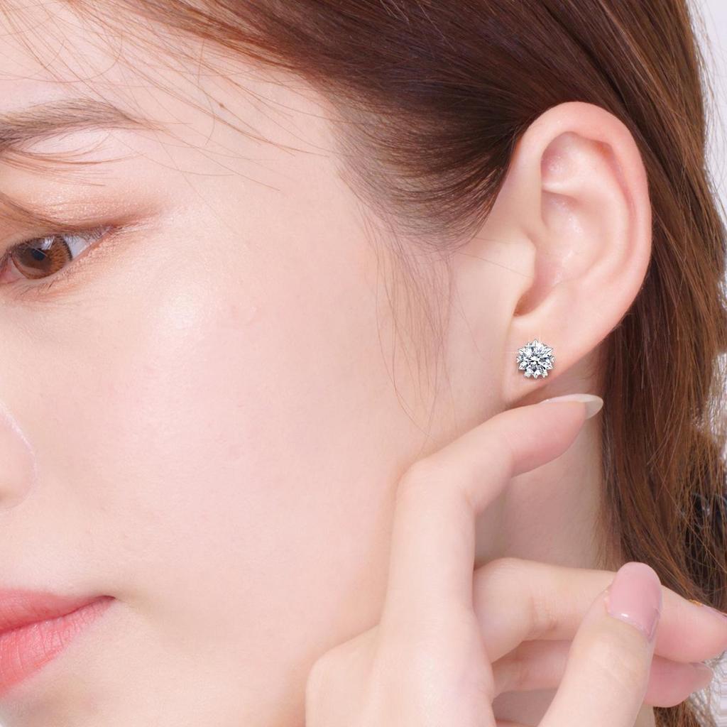 TikTok Kuaishou Live Hot-Selling 2 Carat D Color Simulated Diamond Snowflake Earrings