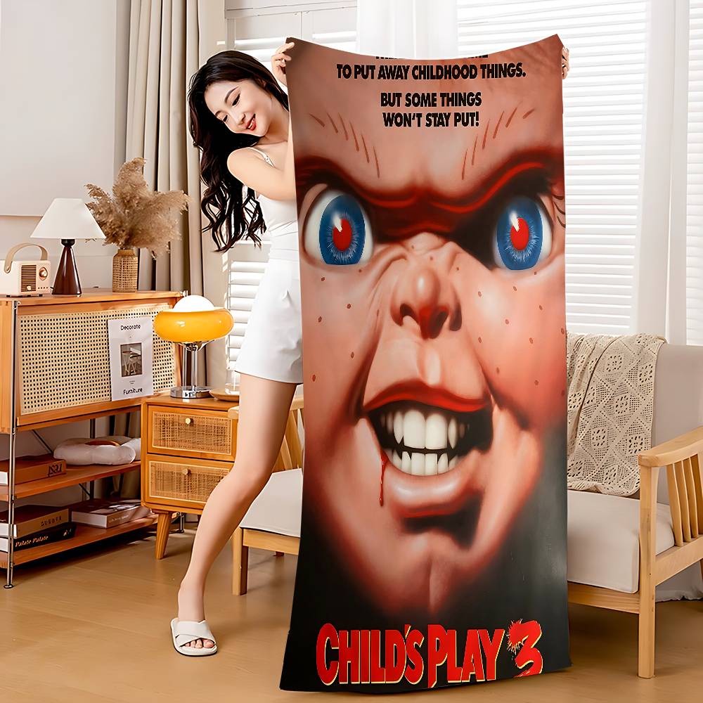 Klassisches Chucky Horrorfilm Strandtuch Bunte Badetücher Für Mädchen Mikrofaser Schnelltrocknend Sandfrei Strand Yoga Spa Fitnessstudio