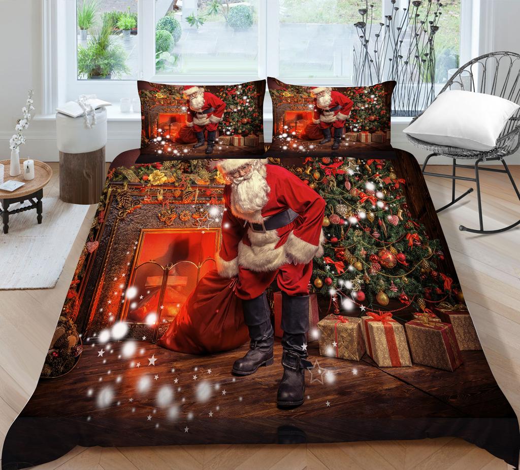 Świąteczny zestaw pościeli 3D, Pościel i poszewka na poduszkę z kreskówek 2/3 sztuki AU240 * 270 Pełnowymiarowa pościel