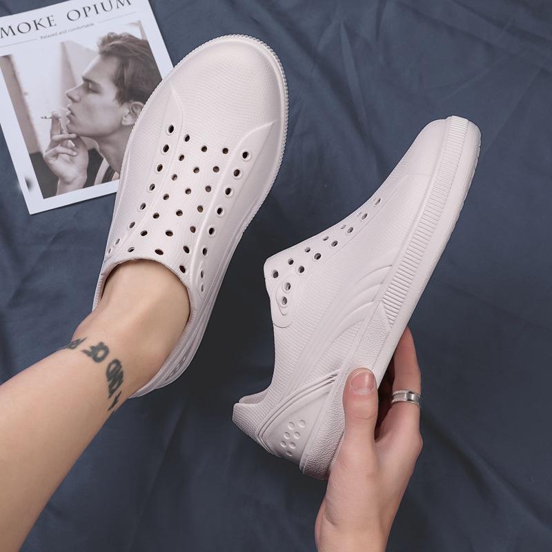 Non-Slip Men'S Hole Shoes Sandals Men'S Outer Wear Bag Heel Breathable Soft Sole Internet Celebrity Hollow Personality Street