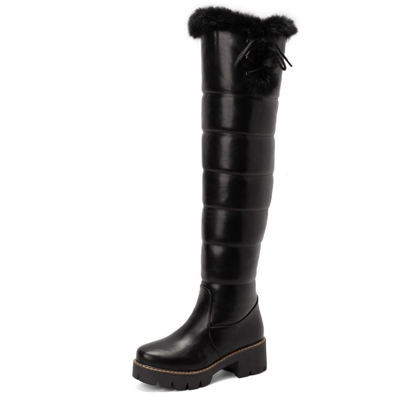 

Теплые меховые плюшевые зимние сапоги женские зимние ботинки на платформе выше колена водонепроницаемые удобные женские черные коричневые дождевые сапоги 39 чёрный