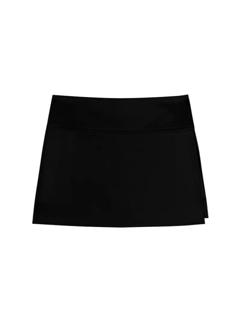 

2024 Summer Women’s American & Korean Style Anti-Exposure Slit A-Line Skort: Hip-Hugging, Sexy & Chic Small чёрный