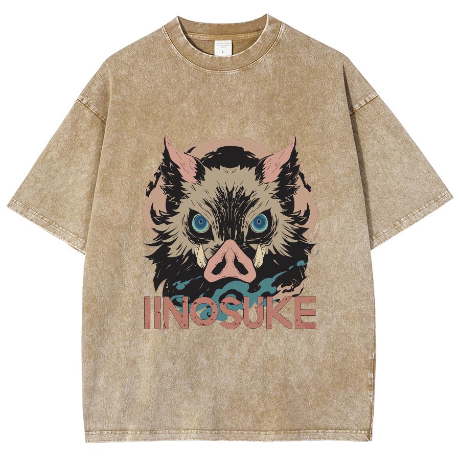 

Женская футболка с мультяшным принтом головы кабана в стиле японского аниме, оверсайз, свободного кроя, с коротким рукавом, летняя модная дизайнерская футболка 3XL