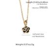 Gold-Plated Clavicle Chain Necklace with Black Enamel Camellia & Center Zirconia