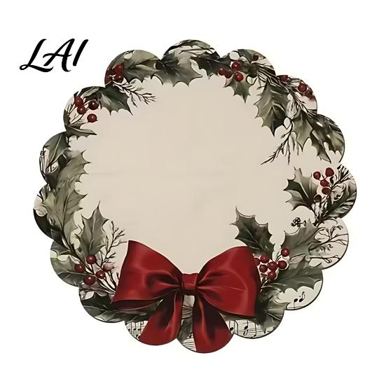 Tapis décoratif d'isolation thermique Rond Napperon de Noël 14 Pouces Motif festif Antidérapant Protecteur de table Table de maison de fête Protecteur de table Place pour