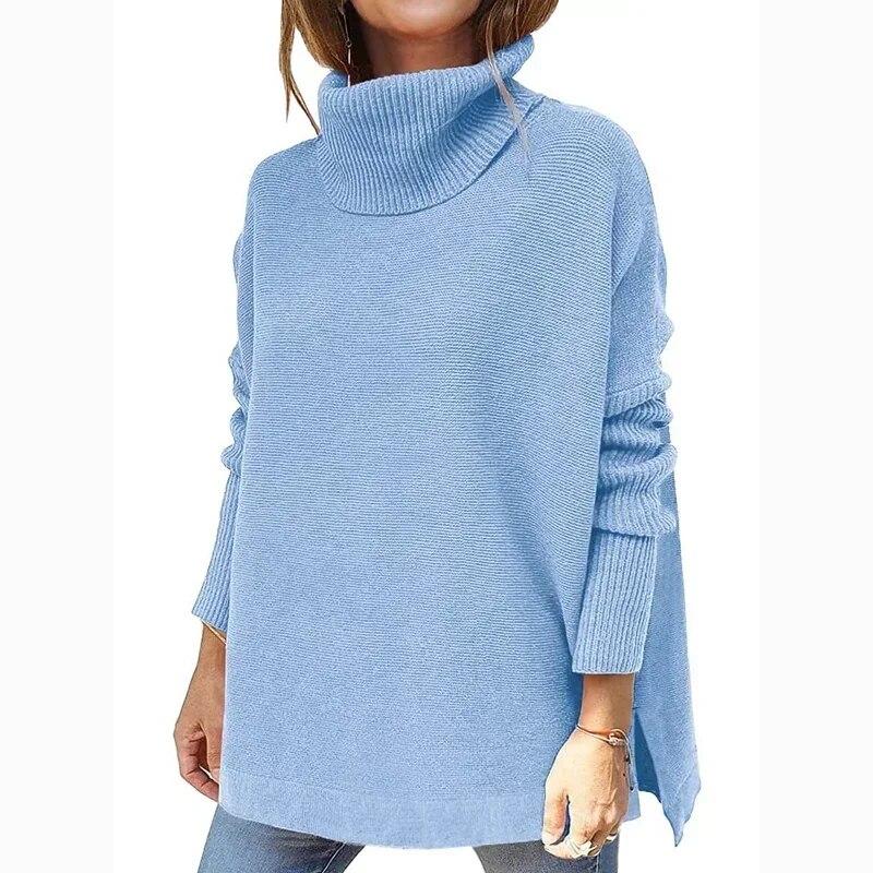 Autumn Winter Thick Simple Knitted Pullovers Sweaters Turtleneck Long Sleeve Women Sweater Casual Loose Jumpers Woman Tops 29569