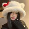 Fashionable Warm Winter Bucket Hat Furry Cats Ear Fisherman Hat For Women Girl Winter Sport Outdoor Activity Travel