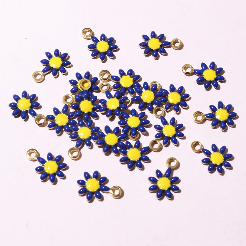 20pcs 10x7mm Small Flower Charms Pendant Enamel Stainless Steel DIY Jewelry Making Accessories Findings for Necklace Earrings