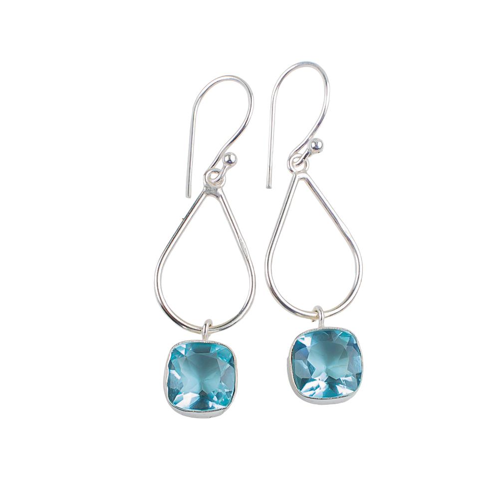 Rare Sky Blue Topaz Gemstone 925 Sterling Silver Handmade Jewelry Earrings 1.90" EE-7-7