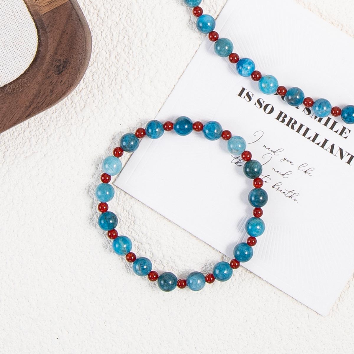 

Blue Phosphorite & Garnet Sterling Silver Necklace & Bracelet Set - Elegant Natural Stone Jewelry for Women