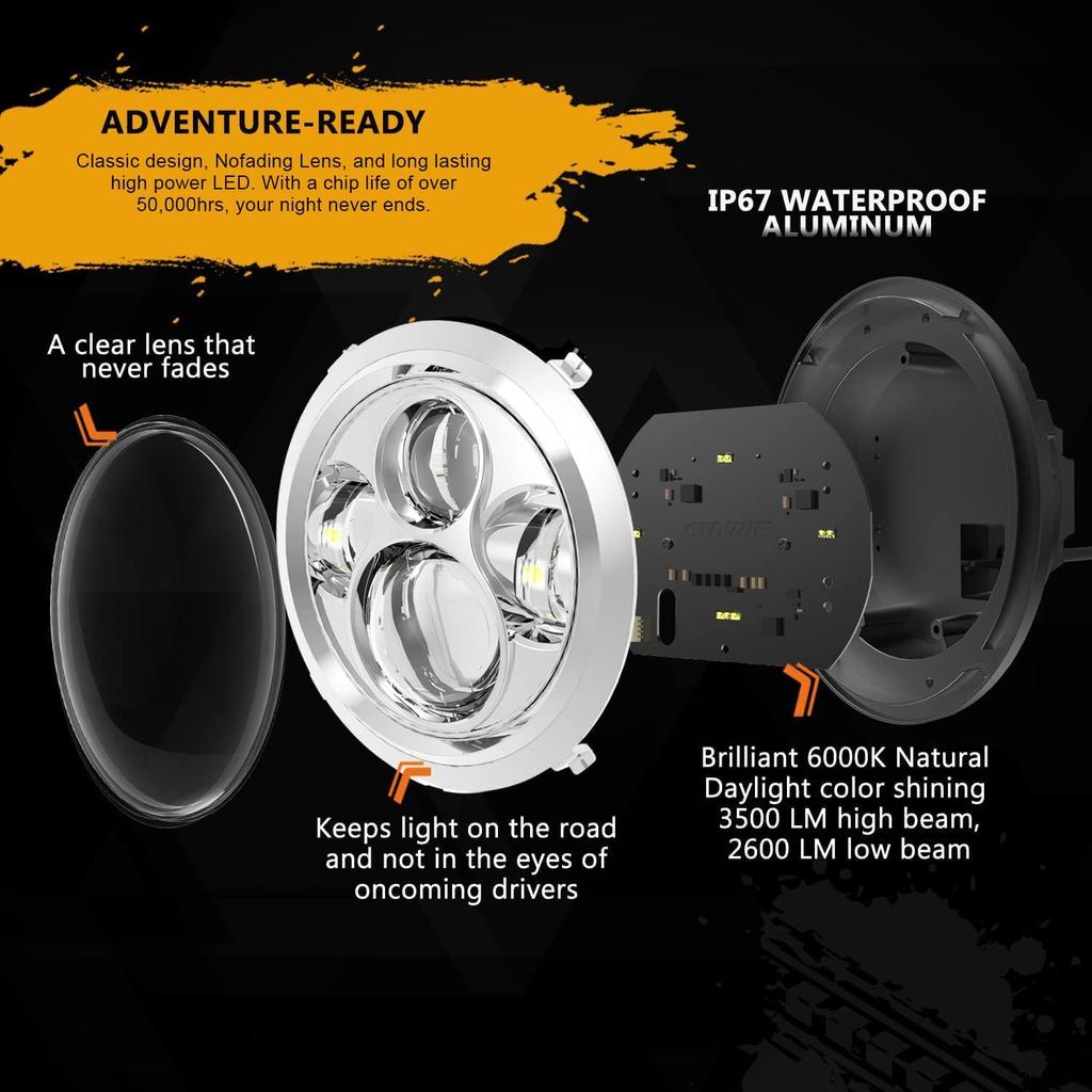 SUNPIE 7 inch Head light Compatible with H_arley Street Glide/Tri Glide, Compatible with Road King