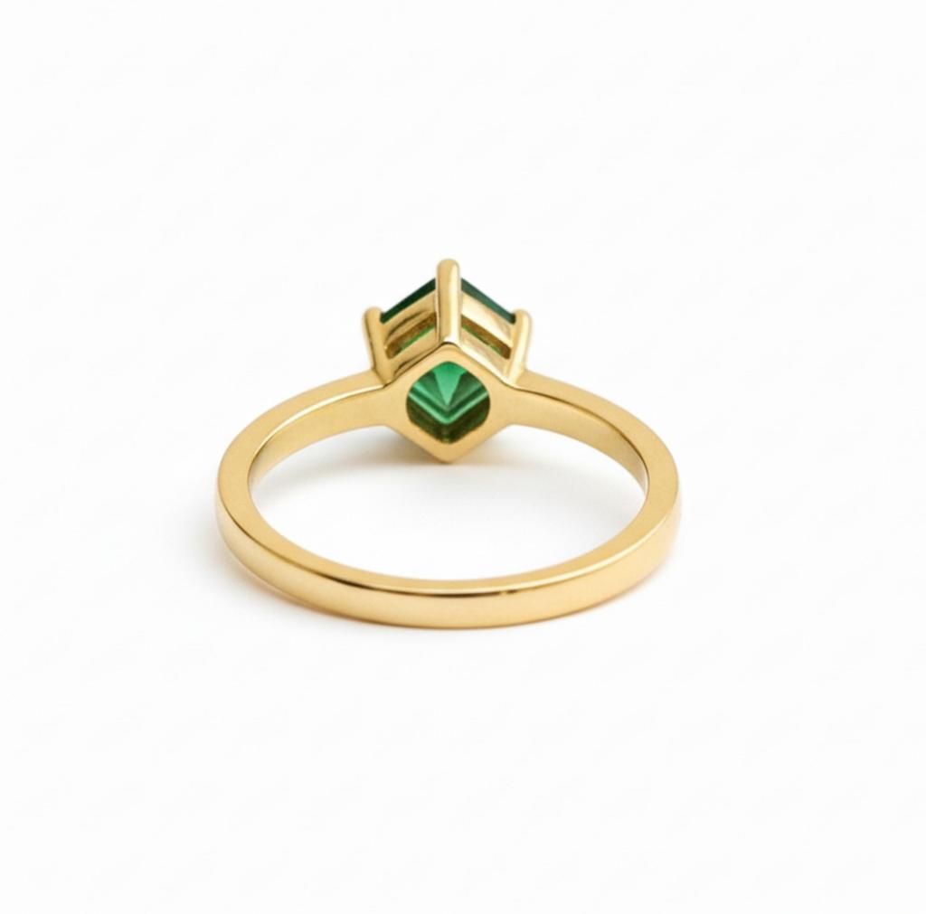 Stjärnformad Smaragd Statement-ring, 925 Massiv Sterling Silver, Löftesring, Gåva till Henne, Guldfärgad Ring