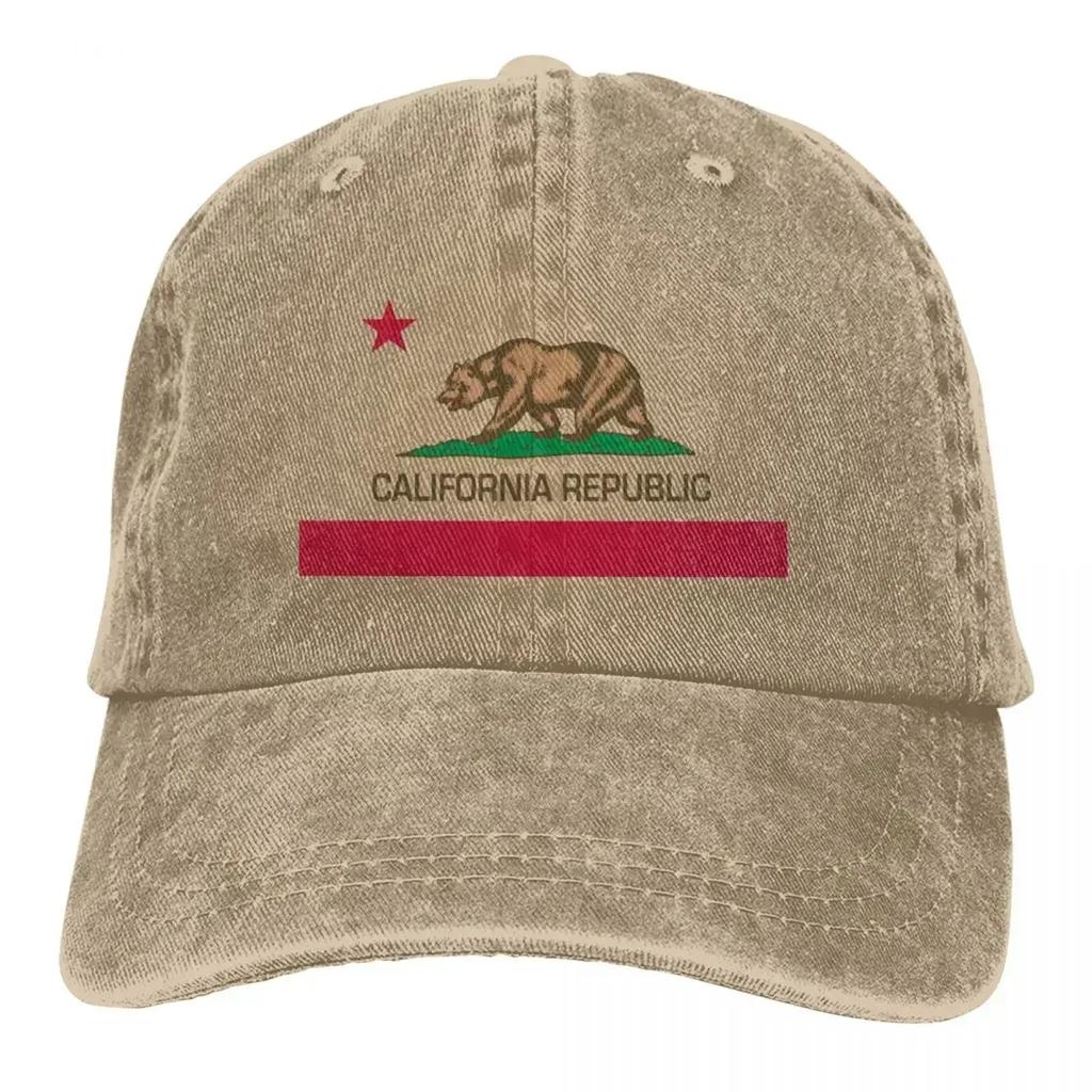 California Republic State Flag Unisex Women Baseball Cap Distressed Washed Hats Cap Fashion Outdoor Running Golf Snapback Cap