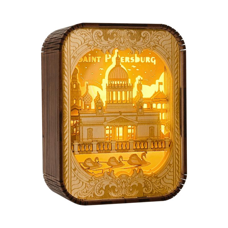 The English Channel Modern Wood Table Lamp 3D Hollow Carving Usb Bedside Lamp Bedroom Night Lamp Light Fixture Kid Brithday Gift