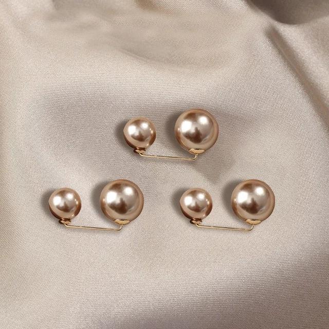 3 Pcs/Set Women Sweater Cardigan Clip Coat Summer Dress Jewelry Double Pearl Brooch Pins Anti-fade Exquisite Elegant Brooches