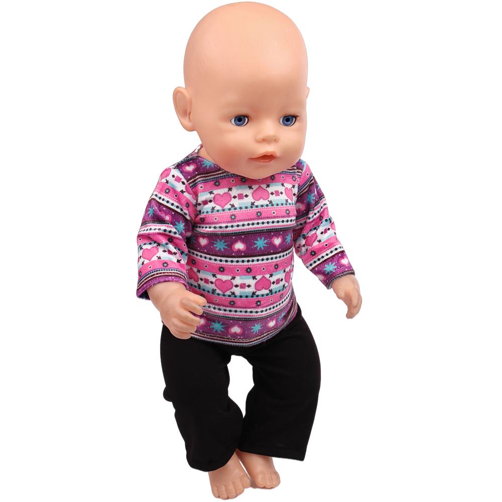 Muñecas Reborn de 43 cm Traje Casual Muñeca Americana Chica de 18 Pulgadas Nuestros y Generación Muñecas Accesorios Ropa Camiseta Pantalones