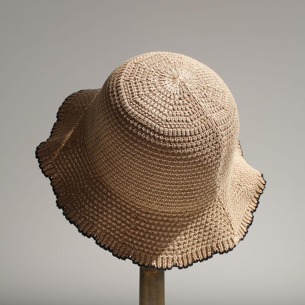 New Y2K fashion Bucket Hat for Women Summer Hat Weave Sun Hat Travel Cap Lady Cap Simple Fold Floppy Girls Beach Hat Panama