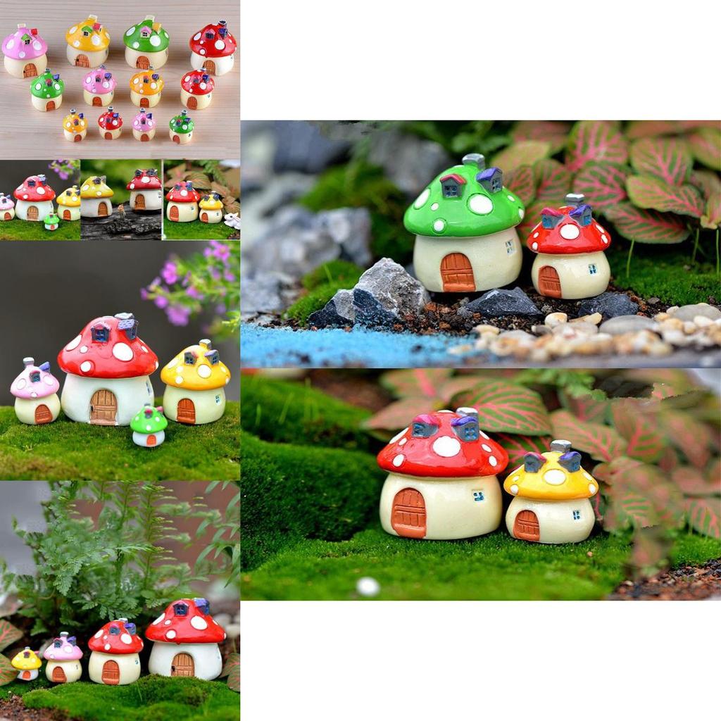 Diy Resin Mushroom House Castle Garden Craft Decor Miniature Micro Art Landscape