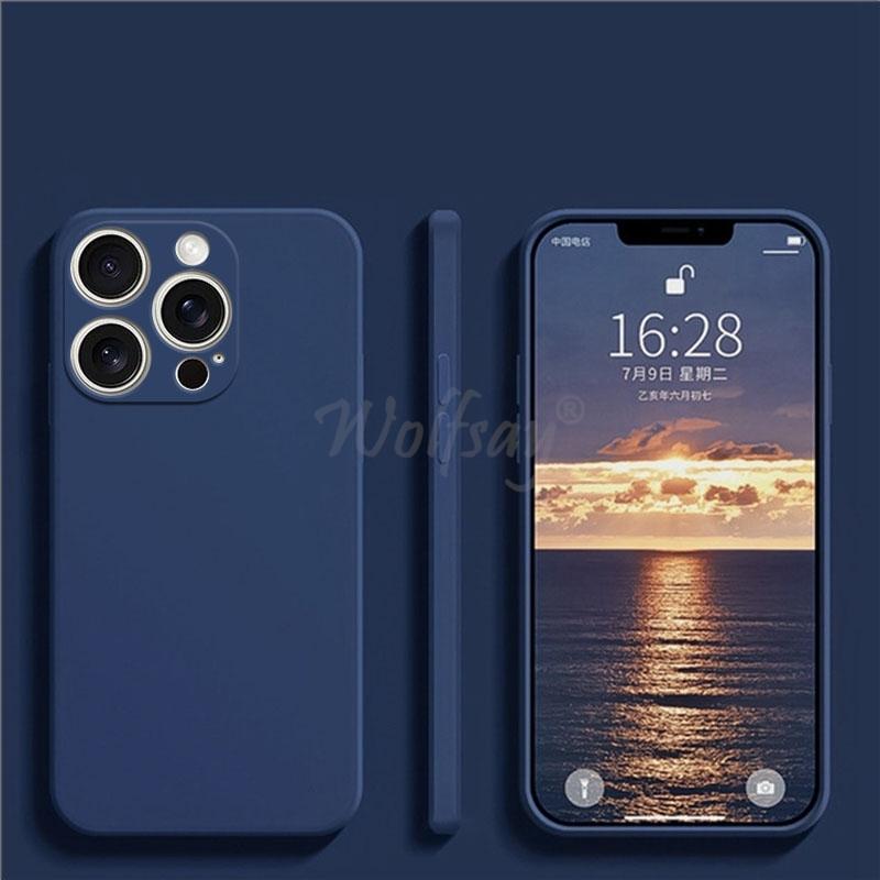 For iPhone 16 Pro Max Case Liquid Silicone Original Plain Rubber TPU Protect Case For iPhone 16 15 Pro Max Cover TPU Shockproof