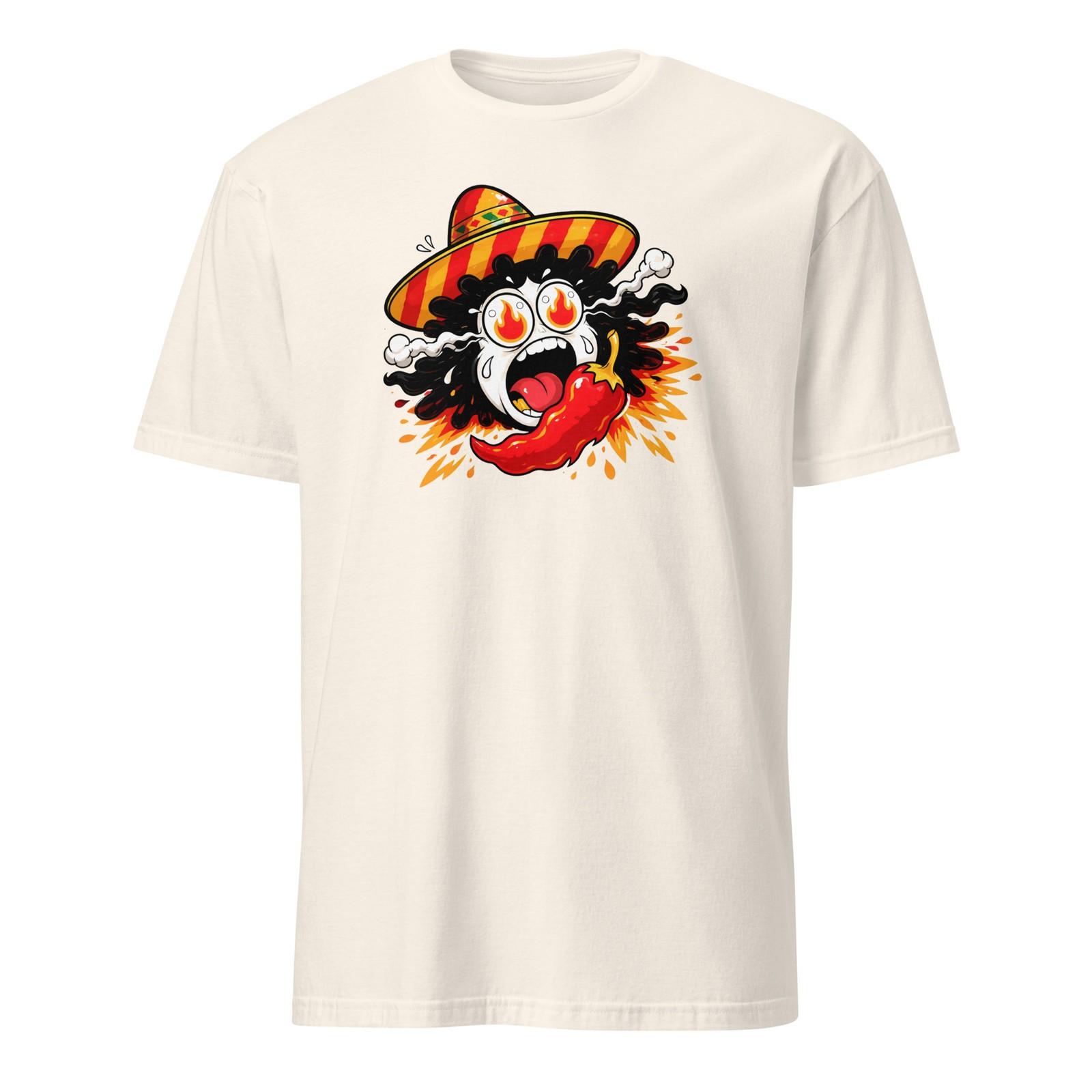 Funny Screaming Man Eating Spicy Chili Pepper T-Shirt - Bold Cartoon Graphic Tee S разноцветный