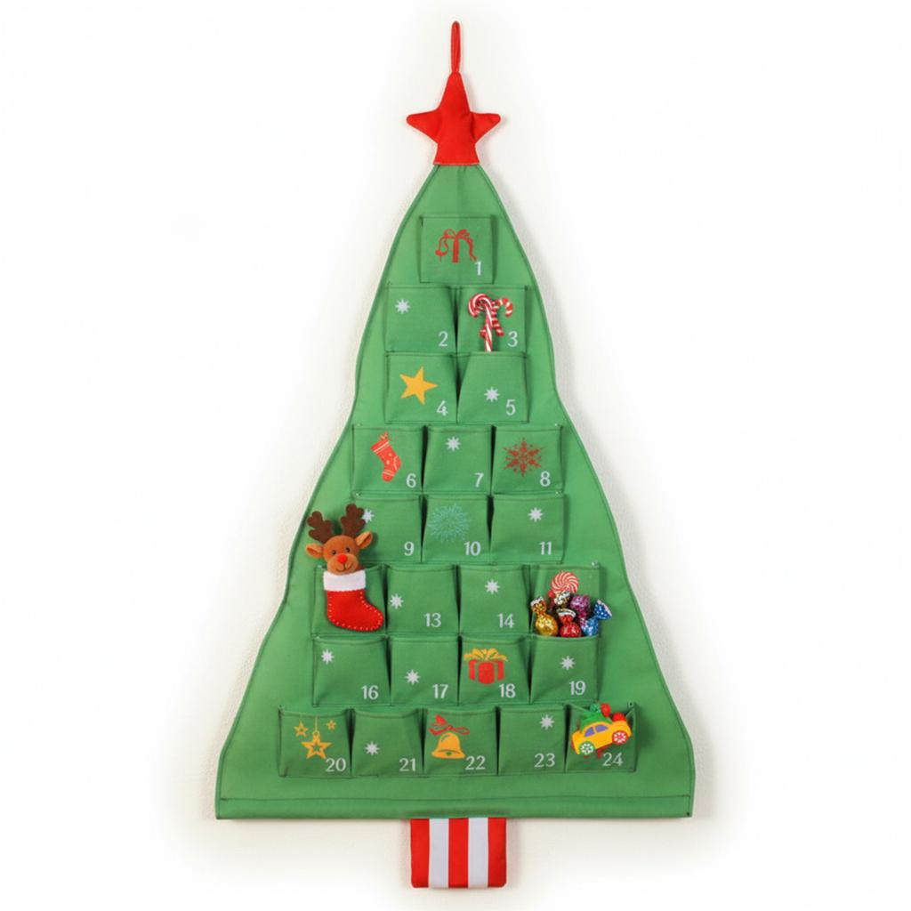 Xmas Tree Empty Cloth Ornaments with Pockets Natural Hanging Storage Bag Reusable Household Festival Decorations for Home Decor