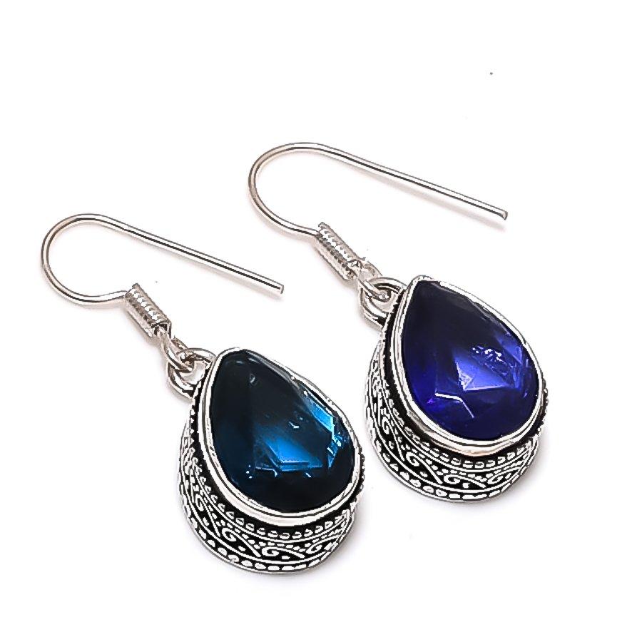 

Лондонский голубой топаз Драгоценный камень 925 Стерлинговое серебро Ювелирные изделия Серьга 1,38