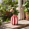 Stylish Ceramic Decor for Wedding Venue Striped Vase, Modern Decorative Minimalist Flower Holder Table Centerpiece Home Living Room Office &