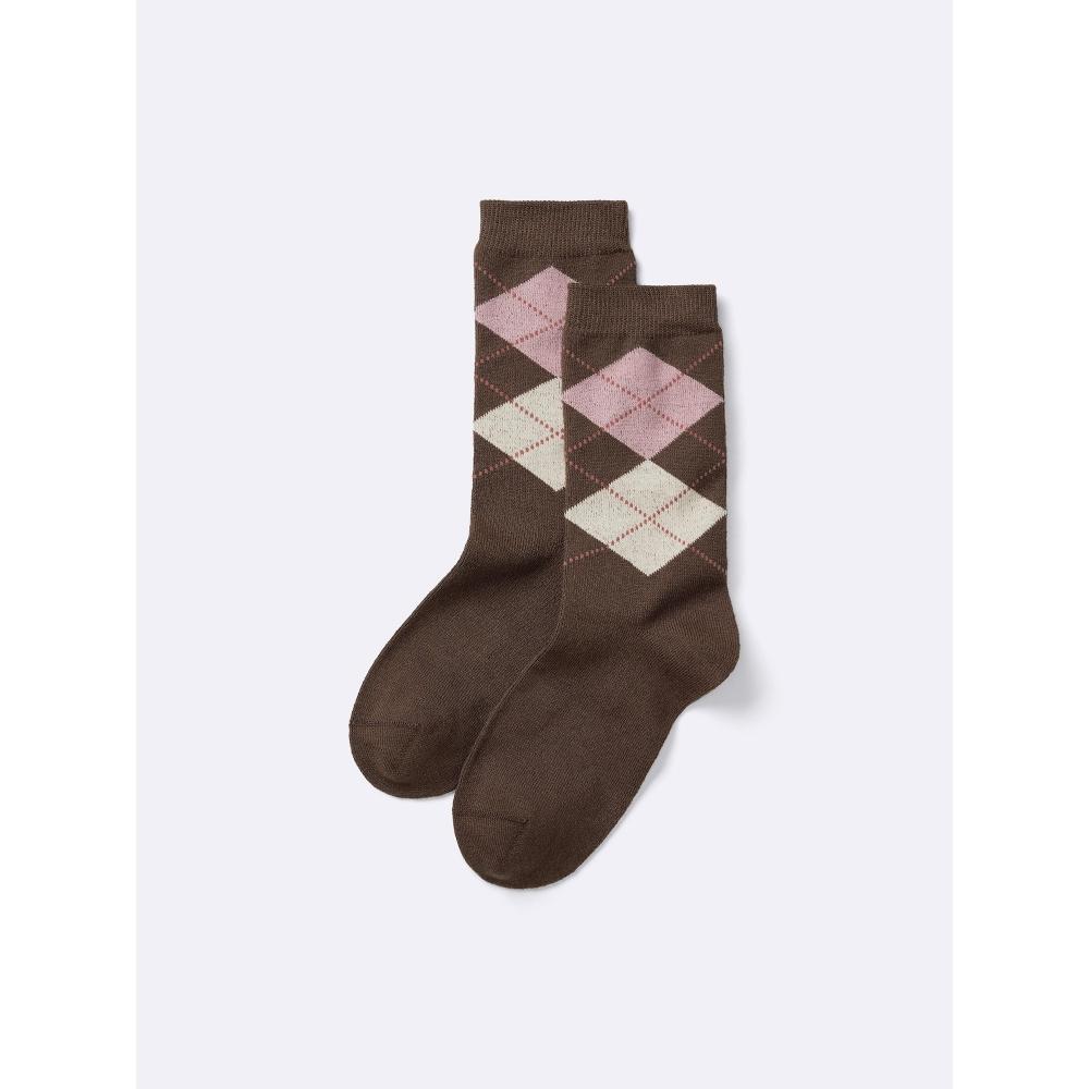GU by Uniqlo Style Heat Crew Socks  Argyle 