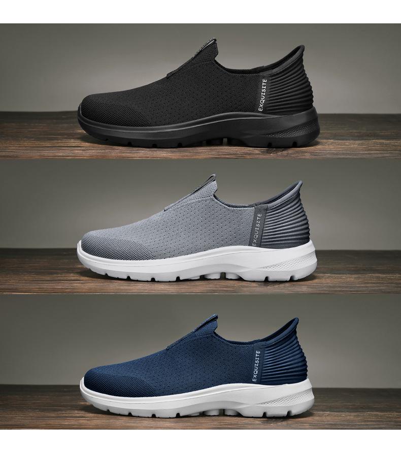 Men's Mesh Breathable Slip-on Casual Lightweight Shoes, Plus Size, Thick Sole, Outdoor Sports Footwear