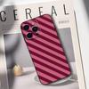 Burgundy White Stripe pattern Phone Case For iPhone 17,16,15,14,13,12,11 Plus,Pro Max,XS,Soft Black Cover