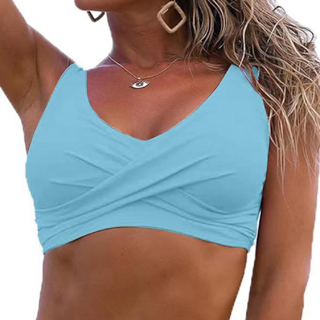 Women  Bikini Top Tummy Swim Tops V Neck Bathing Suit Top No Bottom