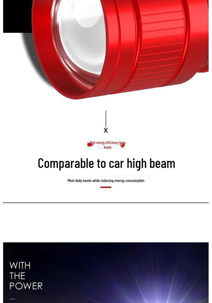 Rechargeable High-Brightness LED Flashlight: Super Bright, Long-Range, Multifunctional Lantern for Dorms and Camping