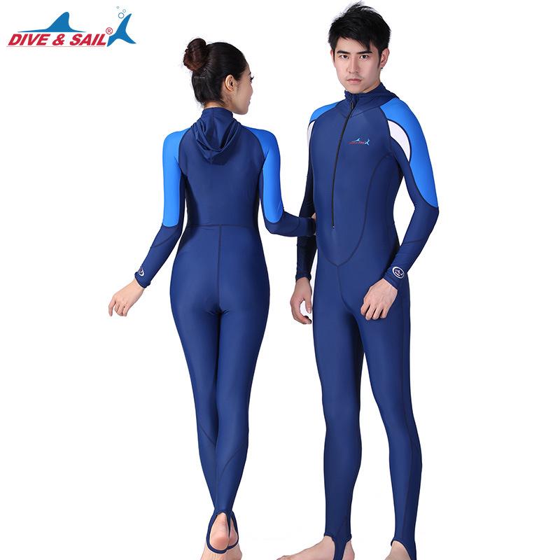 DiveSail Unisex Jednodílný Šnorchlovací Oblek s Kapucí - Ochrana proti Slunci pro Potápění, Surfování & Medúzy