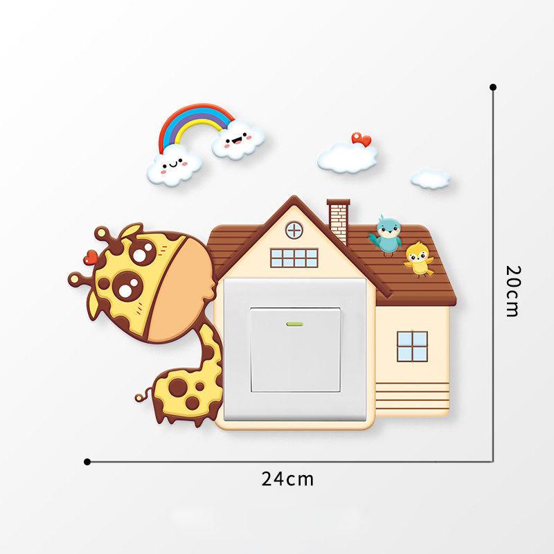 Unicorn Switch Sticker 3D Cartoon Kids Room Decor luminous Stickers Switch Cover Wall Light Unicorn Socket Stickers Decoration