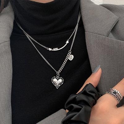 925 Sterling Silver Vintage Necklace For Women Girls Couples Heart Charm Elegant Party Jewelry Dz599