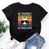 Women's Cute Alpaca Print Loose Round Neck Short Sleeved T-shirt for Women Shirt