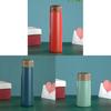 Japanese Retro Insulated Bottle With Wooden Lid For Office And Travel Use
