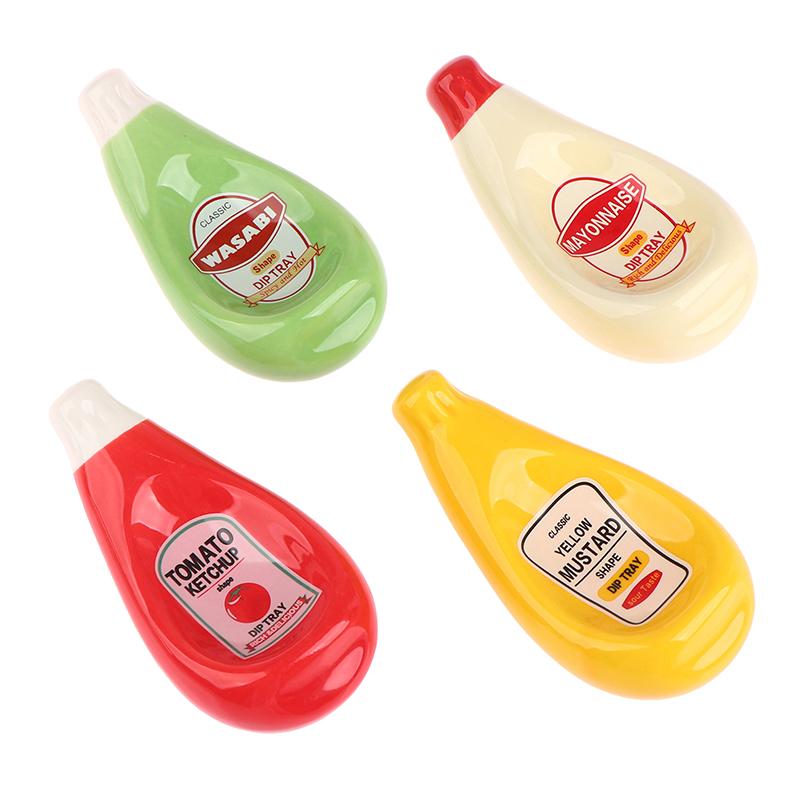 1Pc Creativity Seasoning Dish Soy Sauce Plate Ceramic Disc Tomato Shaped Sauce Plate Salad Dressing Plate Table Decoration