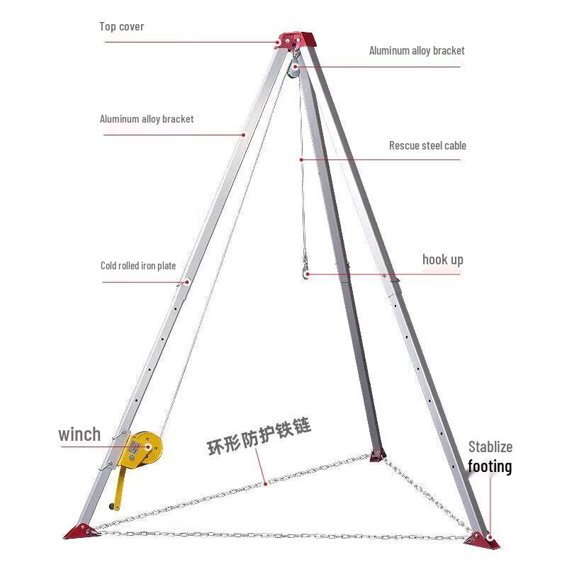 Retractable Aluminum Alloy Rescue Tripod with Winch