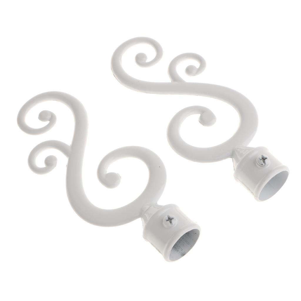 2pcs Curtain Pole Recess Bracket Curtain Rod Finials Window Treatment Hardware