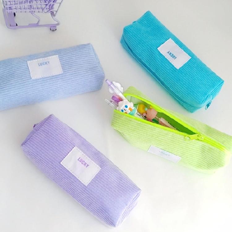 Candy Color Pen Bag Corduroy Pen Case Large Capacity Pencil Bag Japanese Styles Pencil Case School Office Supplies
