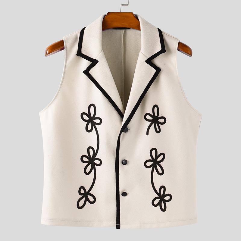 

INCERUN Men Lapel Neck Sleeveless Stitching Button Casual Vest Waistcoat L абрикосовый